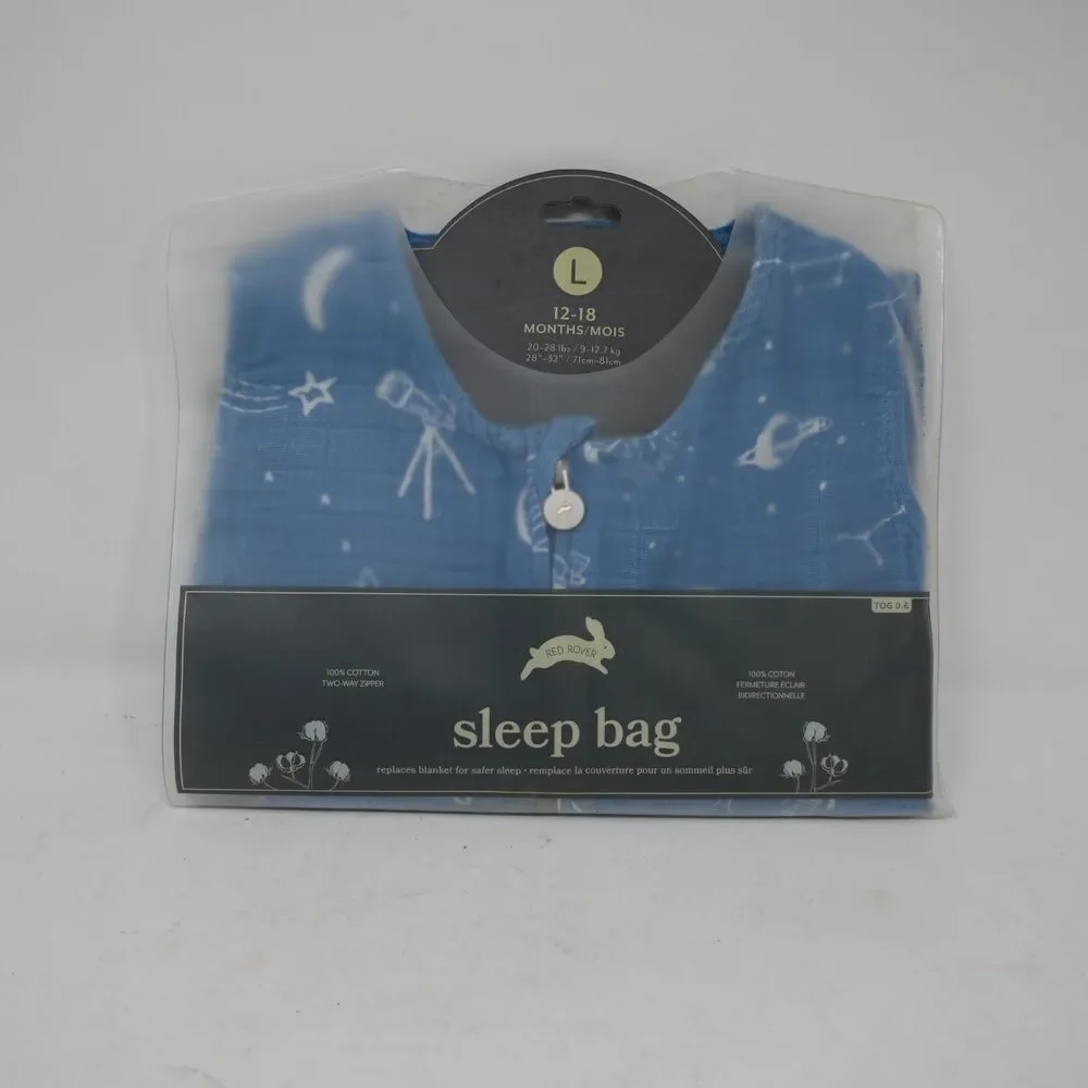 Red Rover Baby Sleep Bag Size L 12–18 Months New in Package Blue Muslin